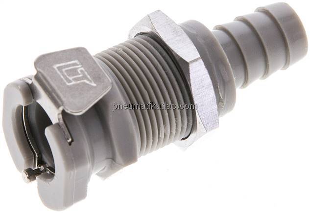 Schott-Kupplungsdose (LC) mit Schlauchtülle, Polypropylen (grau)