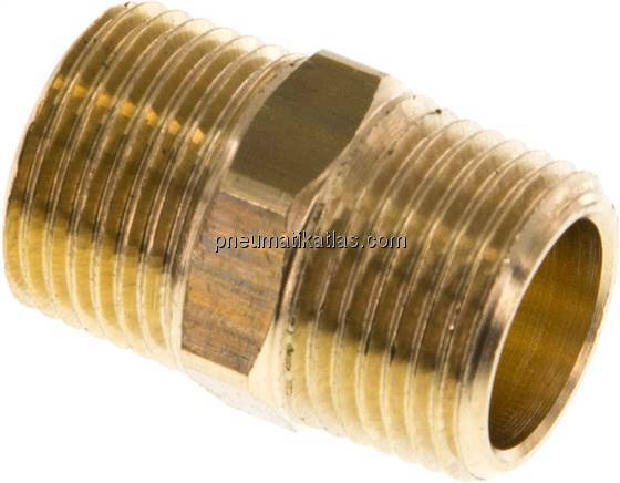 Doppelnippel R 3/8"-R 3/8", Messing/Rotguss