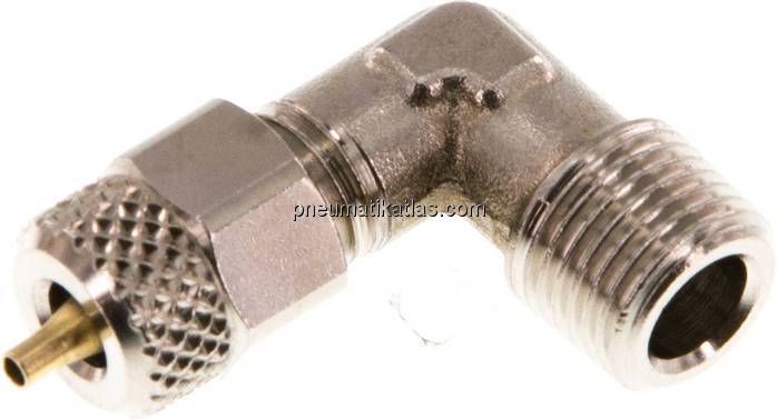 Winkel-Verschraubung R 1/8"-4x2mm, Messing vernickelt