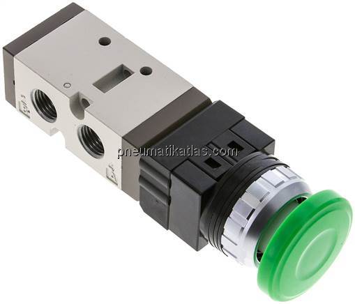 5/2-Wege Ventil G 1/4", Pilztaster grün