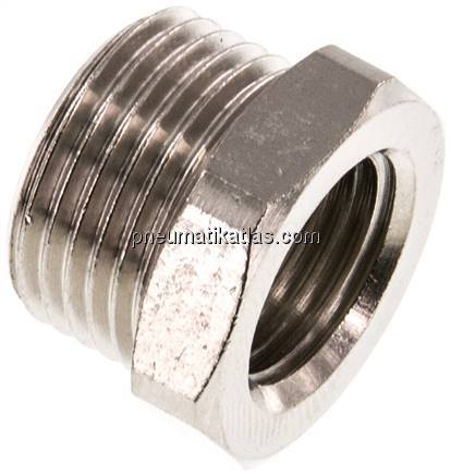 Reduziernippel G 3/8"(AG)-G 1/4"(IG), Messing vernickelt