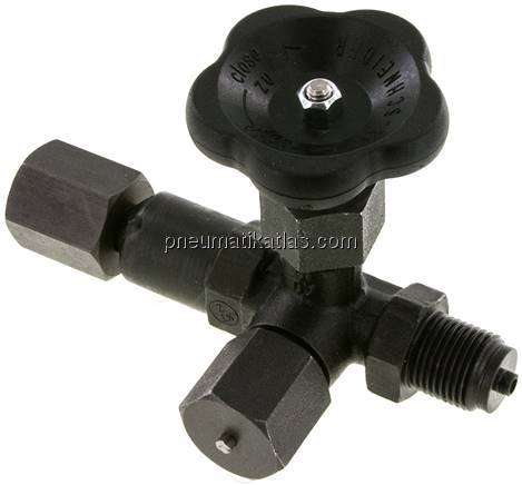 Manometer-Absperrventil G 1/2" Drehbare Muffe - Zapfen mit Schaft für Messgeräte