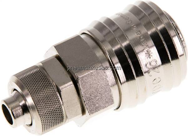 Kupplungsdose (NW7,2) 10x8mm Schlauch, Messing vernickelt