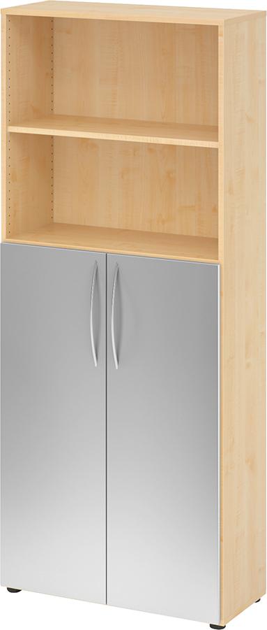 Regal 5OH, 3OH K: Ahorn / F: Silber 80x34,6x188 cm (BxTxH) Türen unten BM 4770