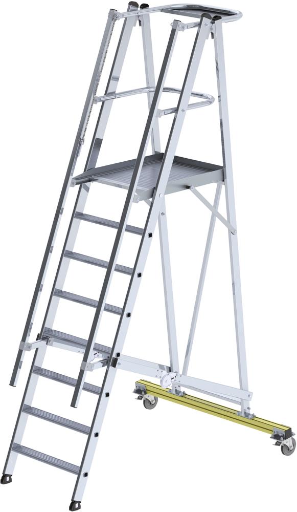 Alu-Podestleiter 8 Stufen mit Handlauf Podesthöhe 1,84 m Arbeitshöhe bis 3,85 m