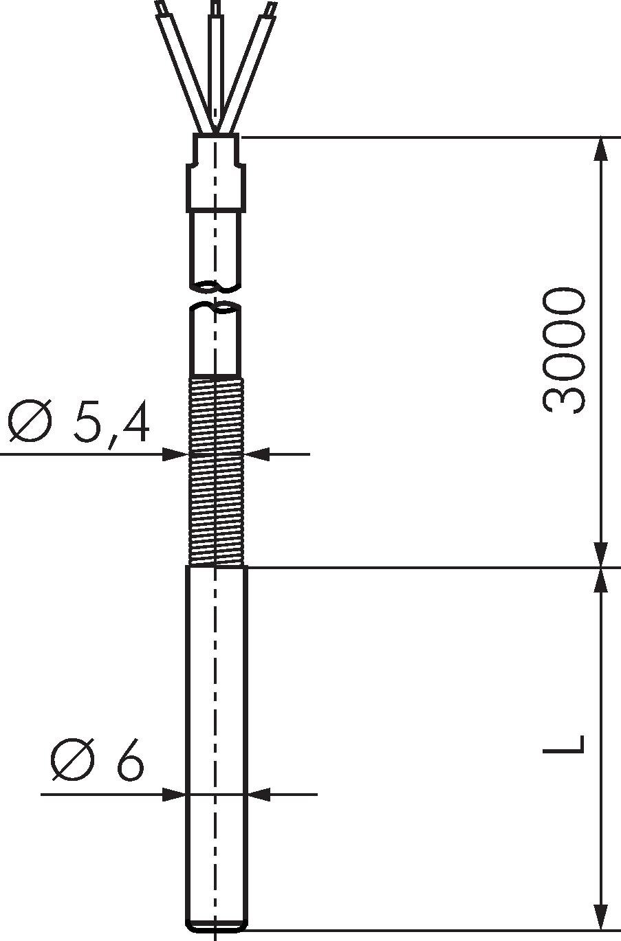 Zeichnung: Einsteck-Widerstandsthermometer, Hochte