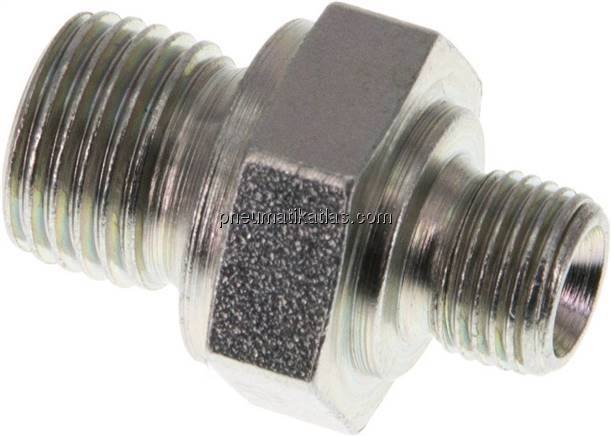 Hydraulik-Doppelnippel G 1/4"-G 1/8", Stahl verzinkt