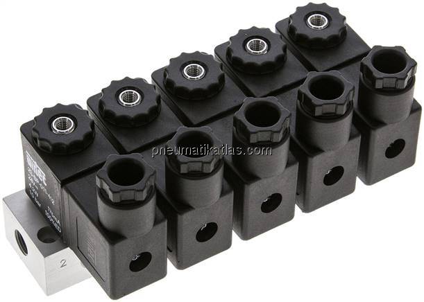 3/2-Wege Magnetventil, G 1/8", geschlossen (NC), 5-fach, 24 V DC