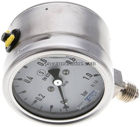 Gly.-Sicherheits-Manometer senkrecht,63mm, 0 - 1 bar