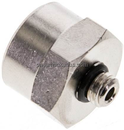 Reduziernippel M 5(AG)-G 1/8"(IG), Messing vernickelt (Elastomerabdichtung)