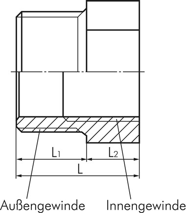 Zeichnung: Reduziernippel, kurz mit zylindrischem 