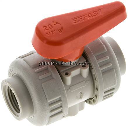 Kugelhahn, PP-H / EPDM, Rp 1/2" (Industrieausführung)