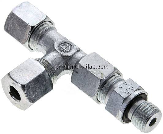 Einstellb. L-Schneidringverschraubung M 14x1,5-8 S (M16x1,5), Stahl verzinkt