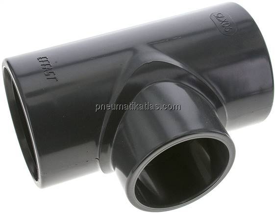 Klebemuffen-T-Stück, reduziert, PVC-U, 90x75x90mm