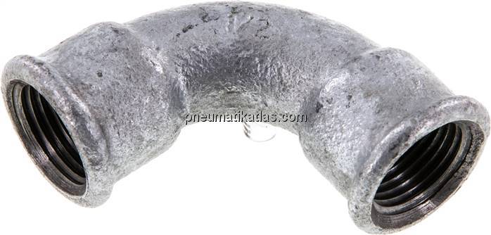 90°-Bogen Rp 1/2" (IG), kurz Typ 2a/D1, Temperguss verzinkt