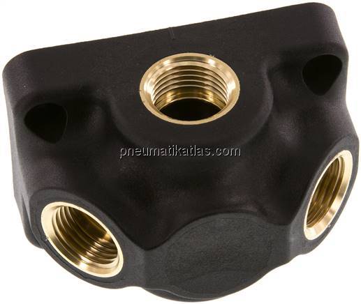 Wanddose (Luftweiche) G 1/2"-2x G 1/2", Endverteilerdose ohne Durchgangsgewinde