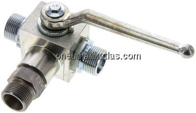 Hochdruck-3-Wege Kugelhahn, L-Bohrung, 14 S (M22x1,5), 0 - 500bar