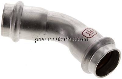 Pressfitting, 45° Bogen, 22mm innen, 1.4404