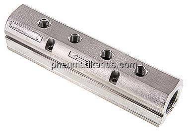 Verteilerleiste 2x G 3/4" - 4x G 1/4", Edelstahl