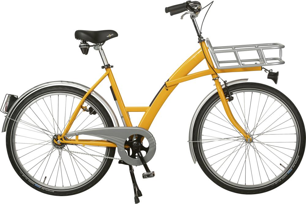 Transportfahrrad Modus gelb, Schaltung mit Beleuchtung und Lastenträger