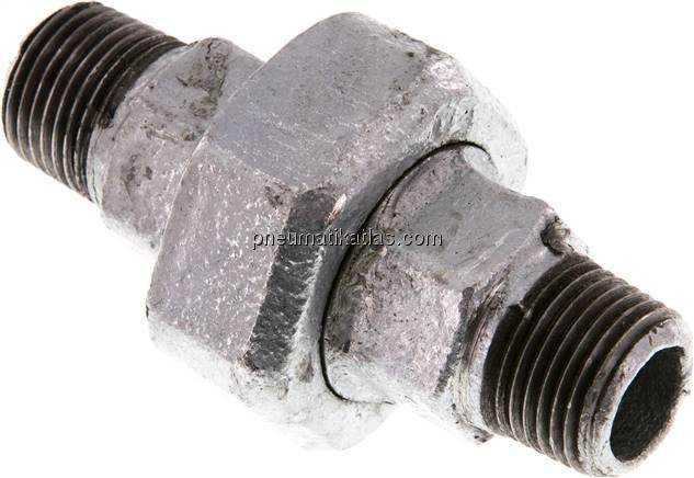 Doppelnippel trennbar R 1/2"-R 1/2", Temperguss verzinkt