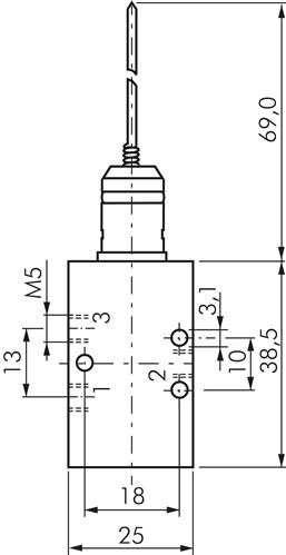 Zeichnung: 3/2-Wege Federstabventil (M 5)