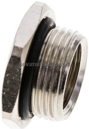 Reduziernippel G 3/4"(AG)-G 1/2"(IG), Messing vernickelt (Elastomerabdichtung)