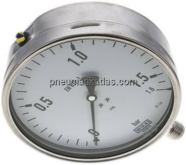 Chemie-Manometer senkrecht, 160mm, 0 - 1,6 bar