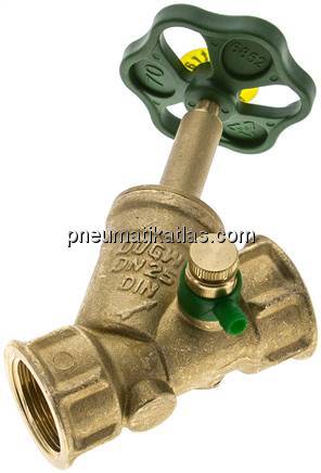 Schrägsitz-Absperrventil, Rp 1", PN 10, Messing, DVGW
