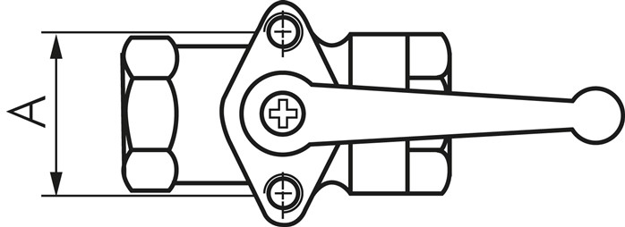 Zeichnung: Kugelhahn mit Befestigungsgewinde