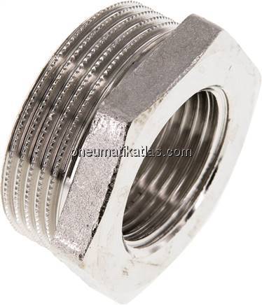 Reduziernippel G 1-1/2"(AG)-G 1"(IG), Messing vernickelt