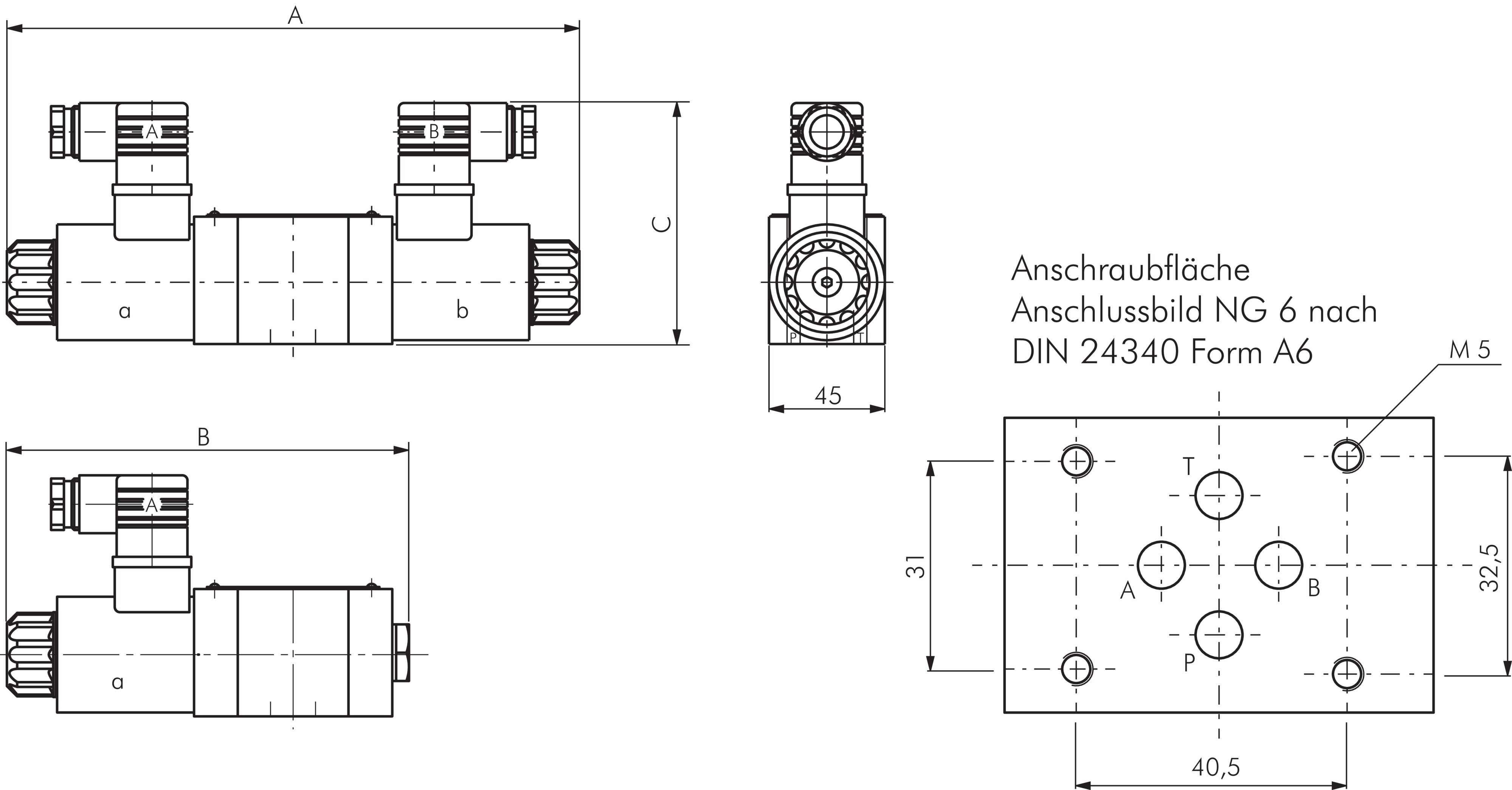 Zeichnung: 4/2-Wege und 4/3-Wege Hydraulikventile 