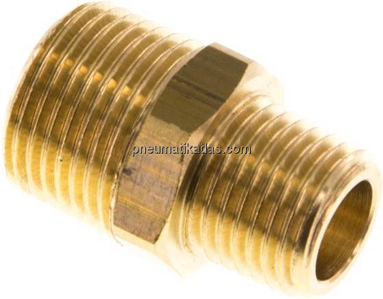 Doppelnippel R 3/8"-R 1/4", Messing/Rotguss