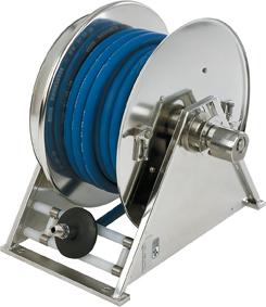 Schlauchaufroller Edelstahl mit Schlauch f. 30m Schlauch DN 8-10mmHochdruckwasser bis 200 G