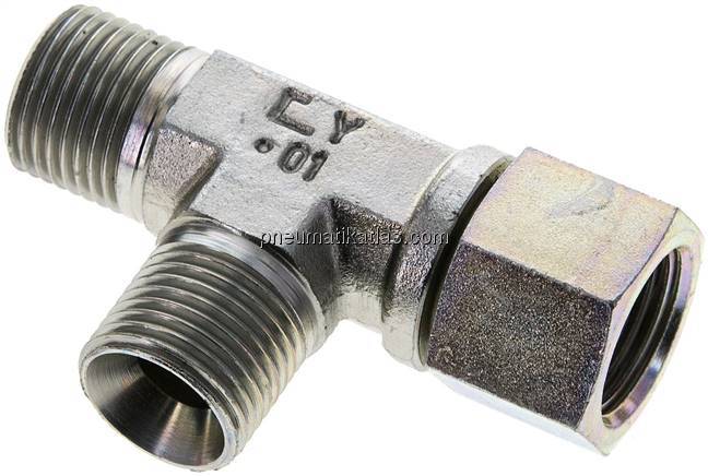 LTE-T-Stück, 60°-Kegel, G 1/2"(AG/IG), Stahl verzinkt