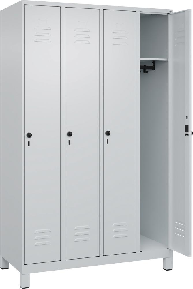 Garderobenschrank m.FüßenB1200xT500xH1950 Korpus RAL 7035 LichtgrauTüren RAL 7035 Lichtgrau