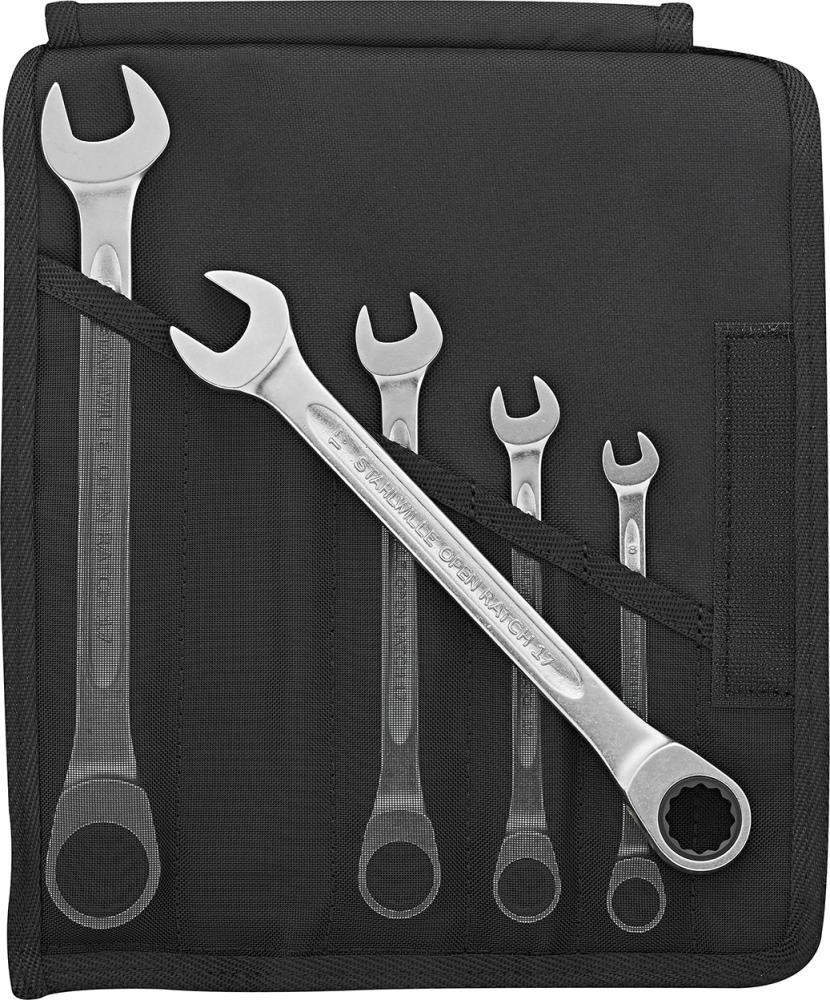 Ratschenschlüssel-Satz gerade 8-19mm 5-teilig in Rolltasche Stahlwille