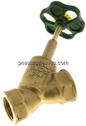 Schrägsitz-Absperrventil, Rp 1", PN 10, Messing, DVGW