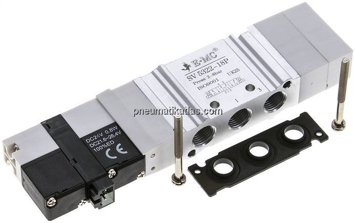 Magnetventil für S2V, 5/3-Wege (Mittelstellung belüftet)