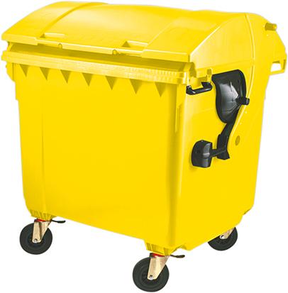 Müllcontainer Kunststoff 1,1 cbm Runddeckel gelb