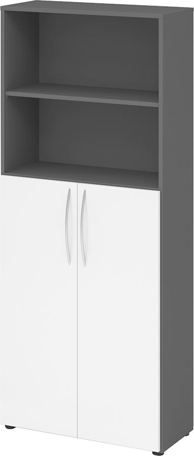 Regal 5OH, 3OH K: Graphit / F: Weiß 80x34,6x188 cm (BxTxH) Türen unten BM 4770