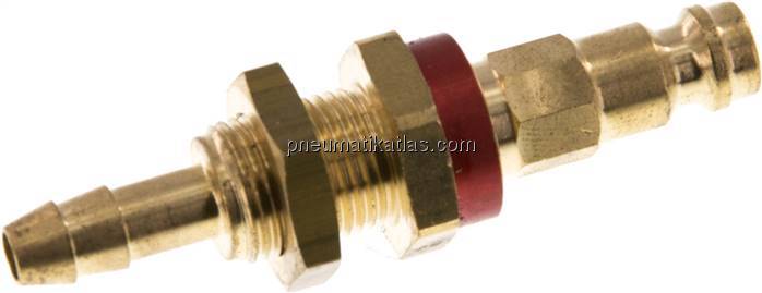 Schott-Kupplungsstecker (NW5) 6 (1/4")mm Schlauch, rot, Achteck SW10