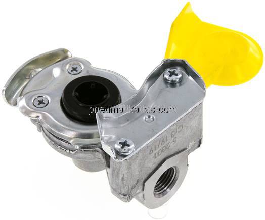 Fahrzeugkupplung M 16x1,5(IG), Bremse (gelb) für Zugmaschinen, DIN 74254 (mit Ve