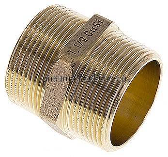 Doppelnippel R 1-1/2"-R 1-1/2", Messing/Rotguss