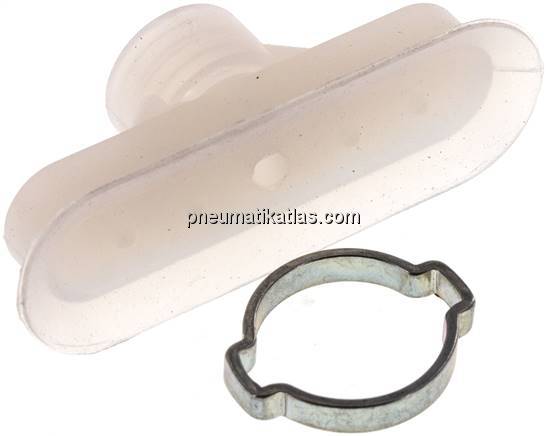 Ovalsauger, 60 x 20mm, Hub 3mm, Silikon (60A), transparent