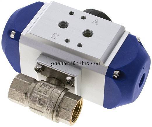 Pneumat. Trinkwasser-Kugelhahn, G 1/2", Feder-öffnend