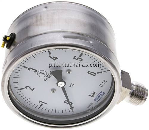 Sicherheits-Manometer senkrecht, 100mm, 0 - 6 bar