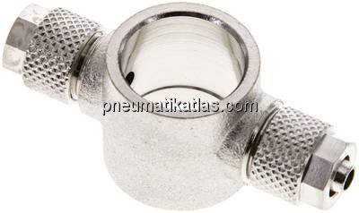 Verschraubung, T-Ringstück G 3/8"-6x4mm, Messing vernickelt