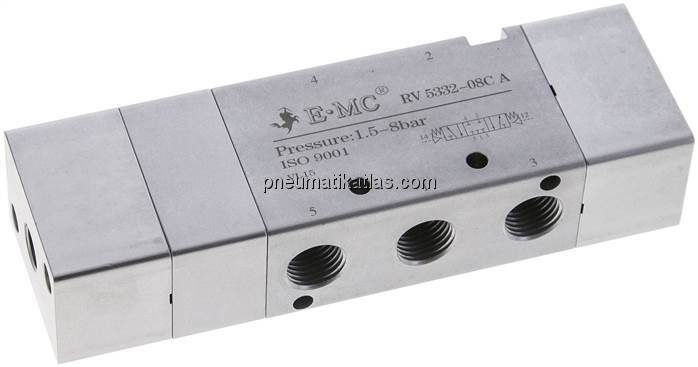 5/3-Wege Pneumatikventil, G 1/4", Mittelstellung geschlossen