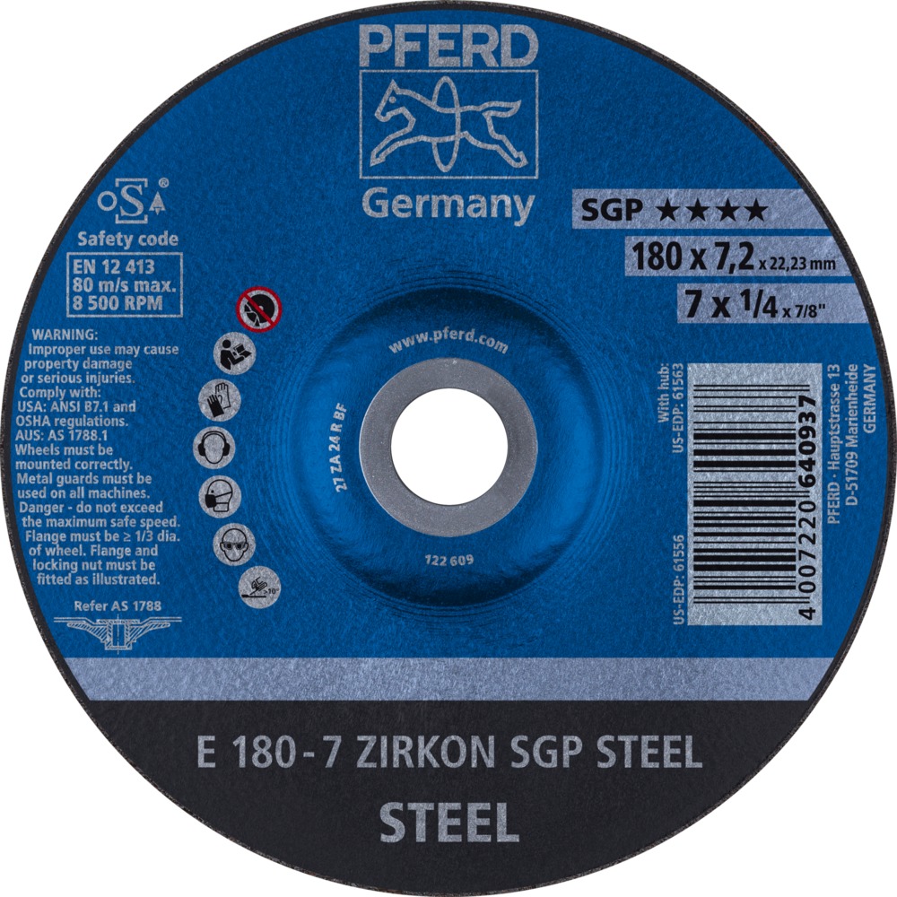Schruppscheiben E 180-7 ZIRKON SGP STEEL